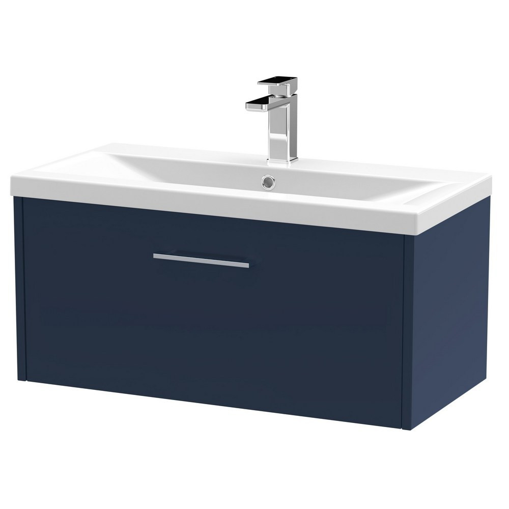 Hudson Reed Juno Midnight Blue Wall Hung 800mm One Drawer Vanity Unit (1)