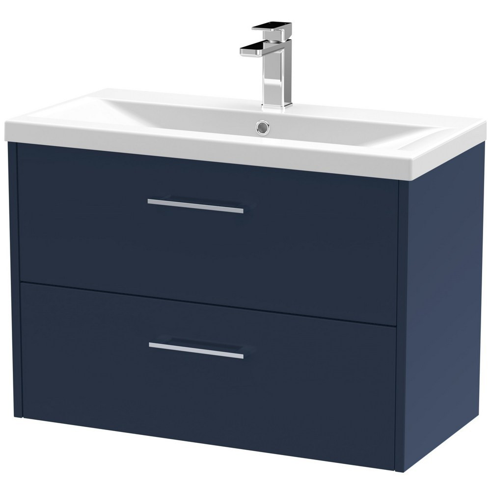 Hudson Reed Juno Midnight Blue Wall Hung 800mm Two Drawer Vanity Unit (1)