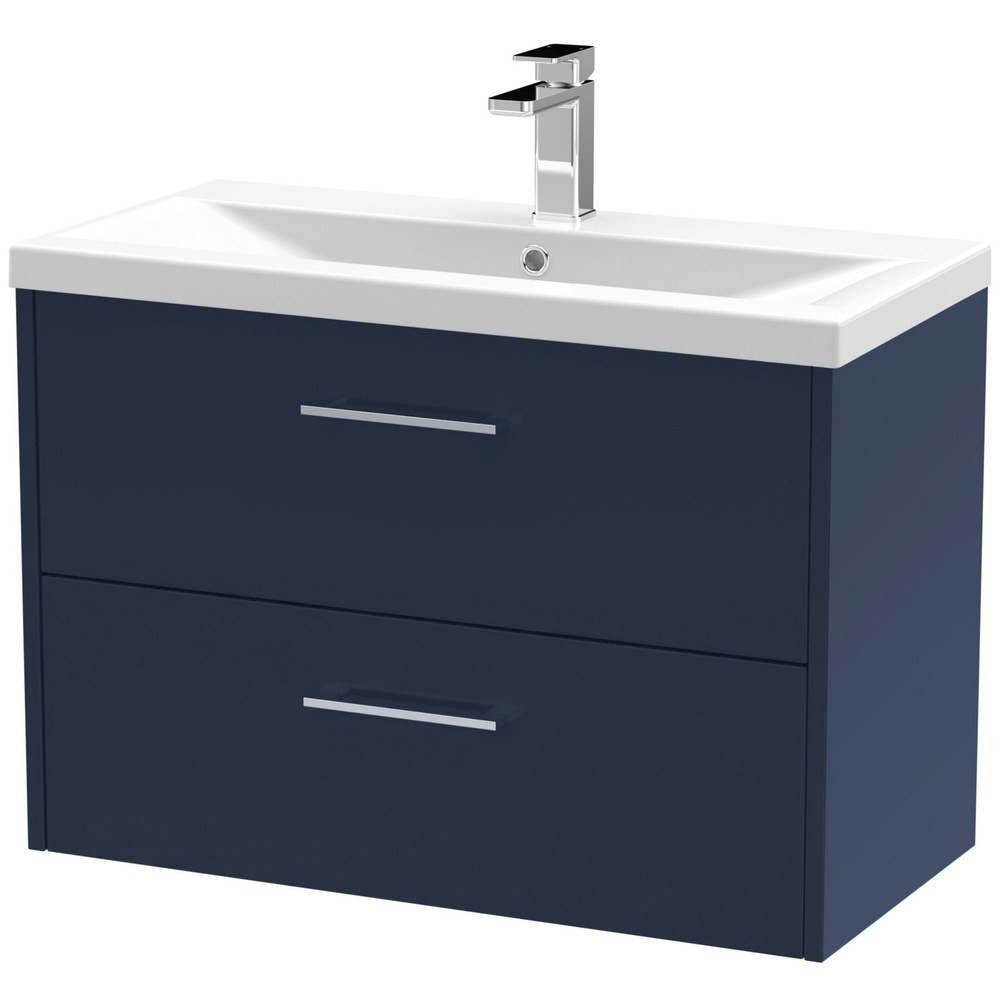 Hudson Reed Juno Midnight Blue Wall Hung 800mm Two Drawer Vanity Unit