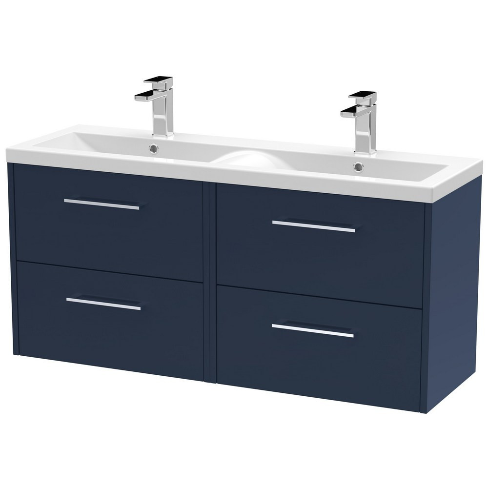 Hudson Reed Juno Midnight Blue Wall Hung Four Drawer 1200mm Vanity Unit (1)