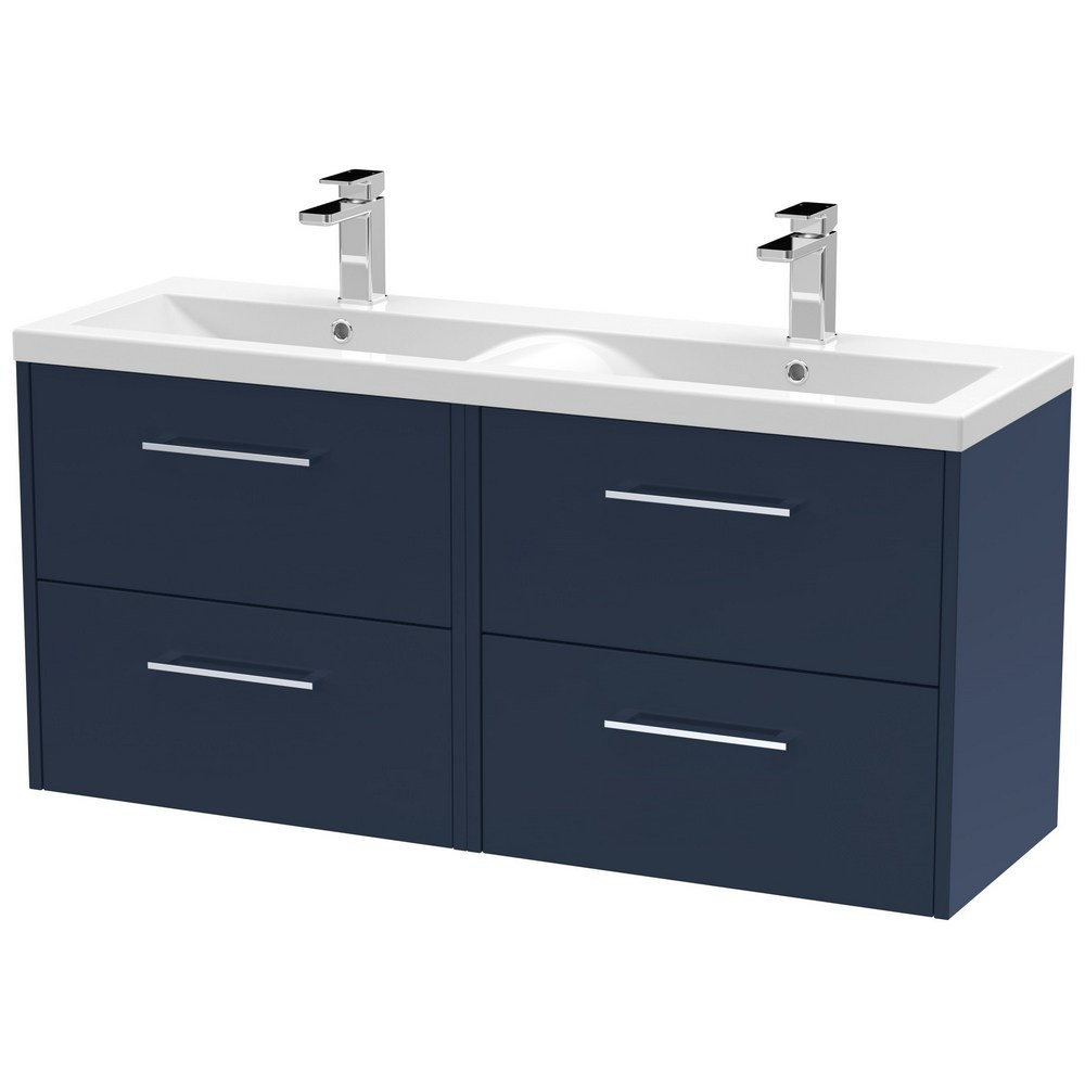 Hudson Reed Juno Midnight Blue Wall Hung Four Drawer 1200mm Vanity Unit