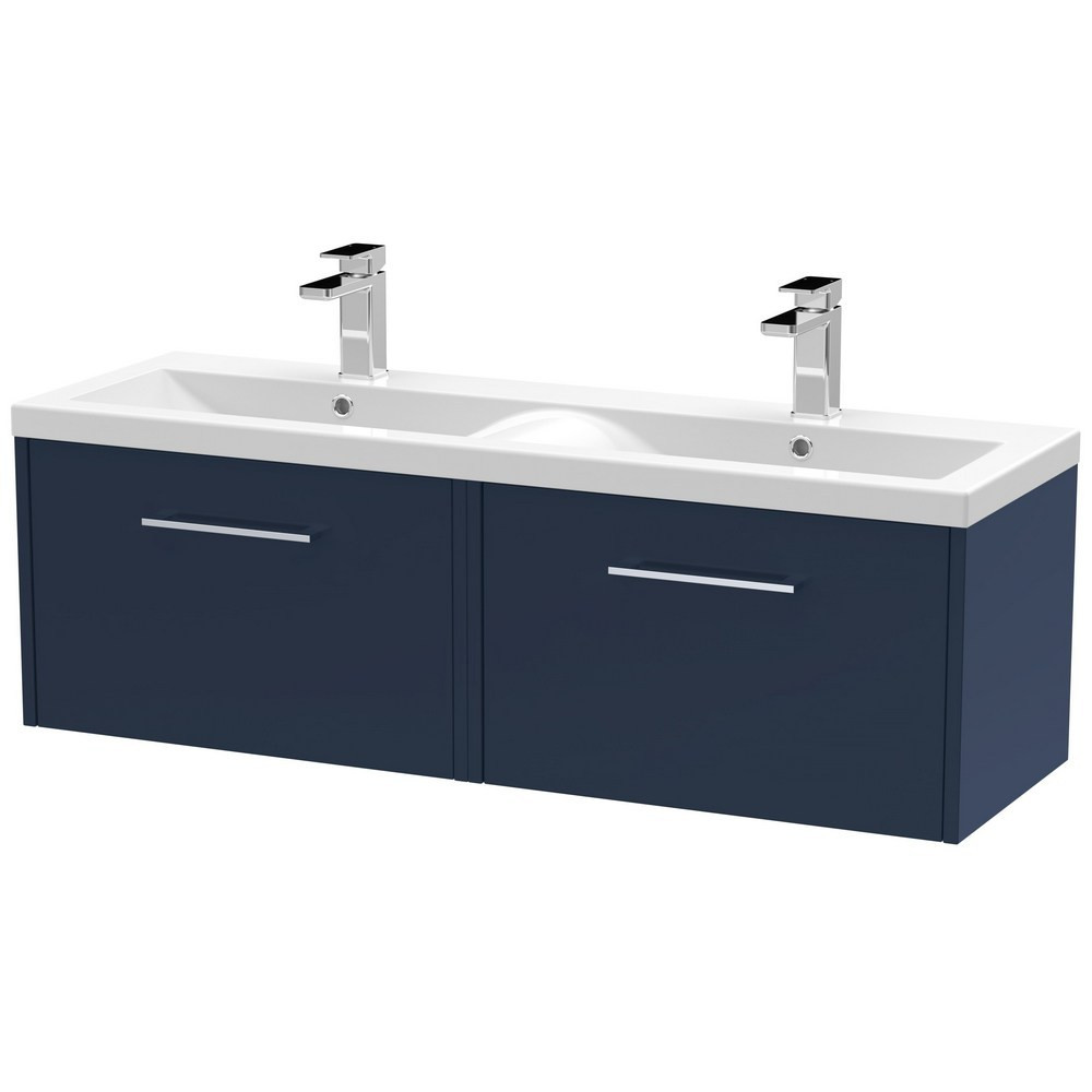 Hudson Reed Juno Midnight Blue Wall Hung Two Drawer 1200mm Vanity Unit (1)