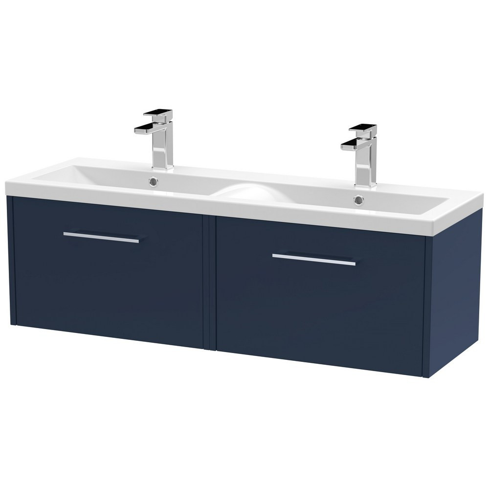 Hudson Reed Juno Midnight Blue Wall Hung Two Drawer 1200mm Vanity Unit