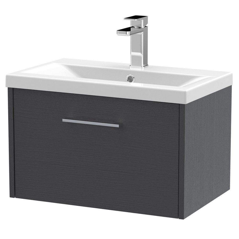Hudson Reed Juno Single Drawer 600mm Cabinet and Basin Graphite Grey