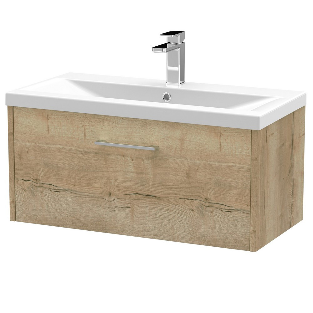 Hudson Reed Juno Single Drawer 800mm Cabinet and Basin Autumn Oak