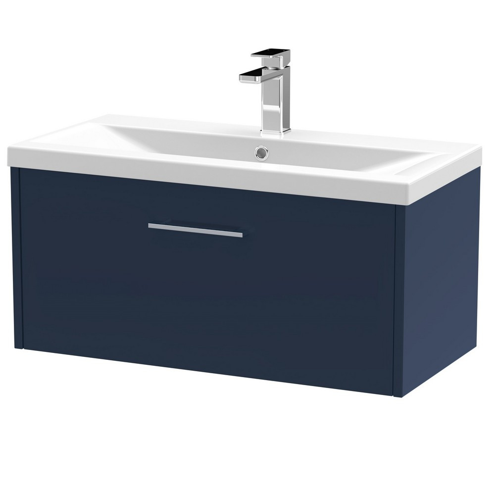 Hudson Reed Juno Single Drawer 800mm Cabinet and Basin Electric Blue