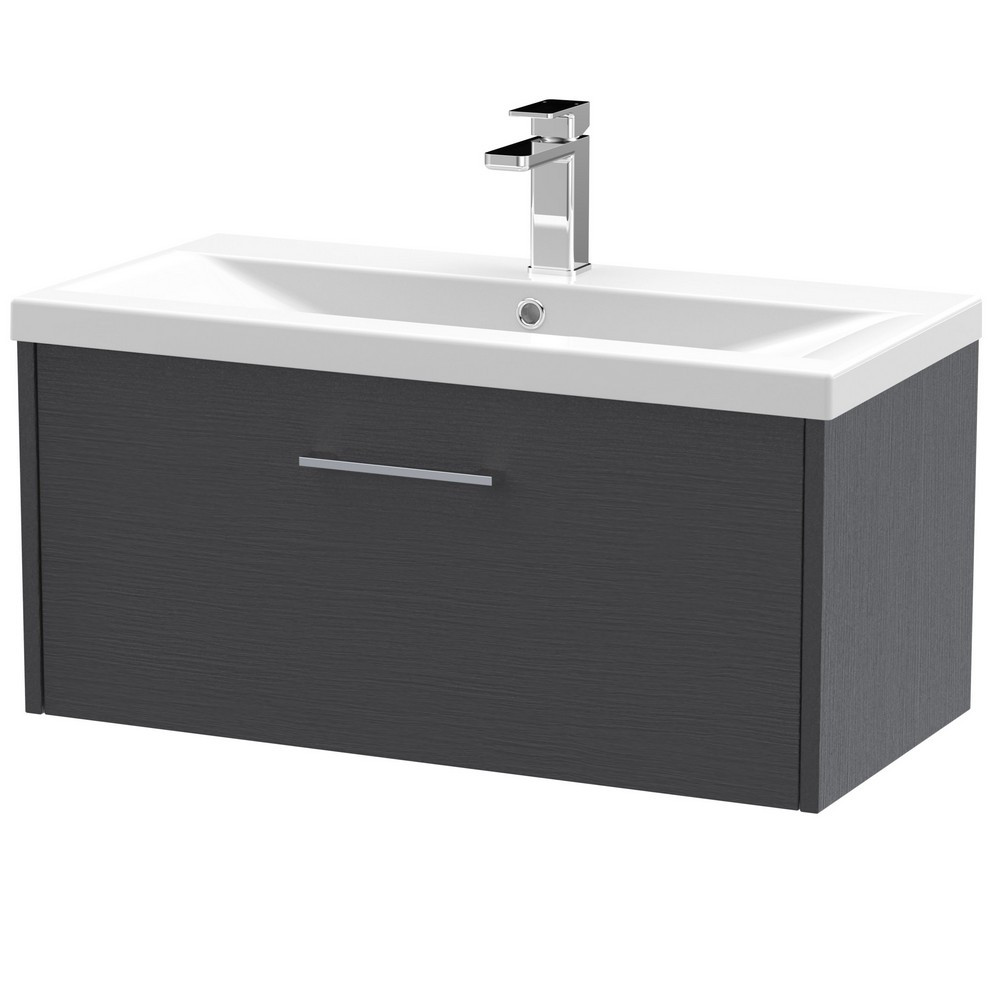 Hudson Reed Juno Single Drawer 800mm Cabinet and Basin Graphite Grey