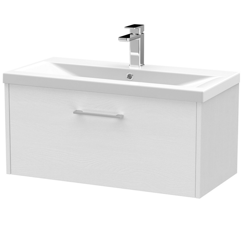 Hudson Reed Juno Single Drawer 800mm Cabinet and Basin White Ash