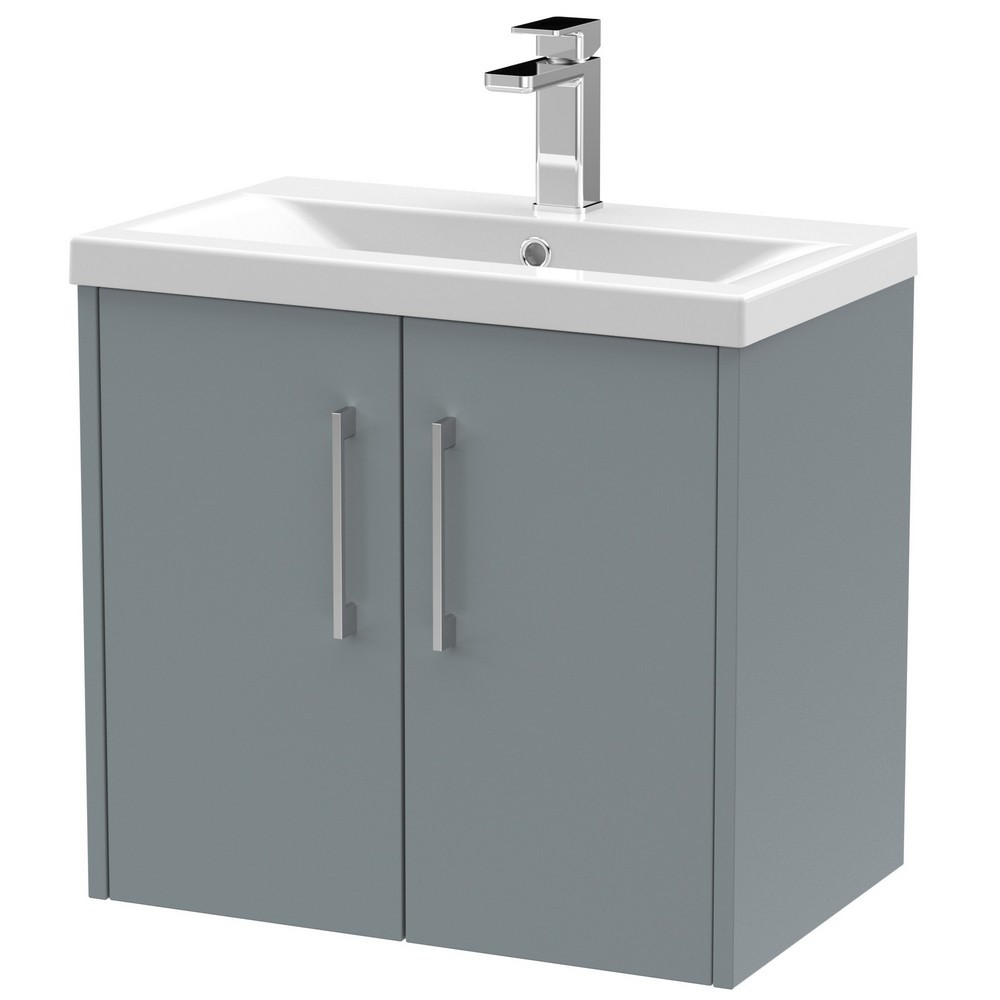 Hudson Reed Juno Wall Hung 600mm Cabinet and Basin Coastal Grey