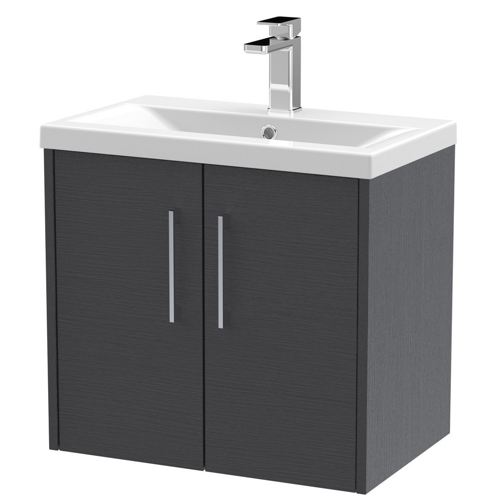 Hudson Reed Juno Wall Hung 600mm Cabinet and Basin Graphite Grey