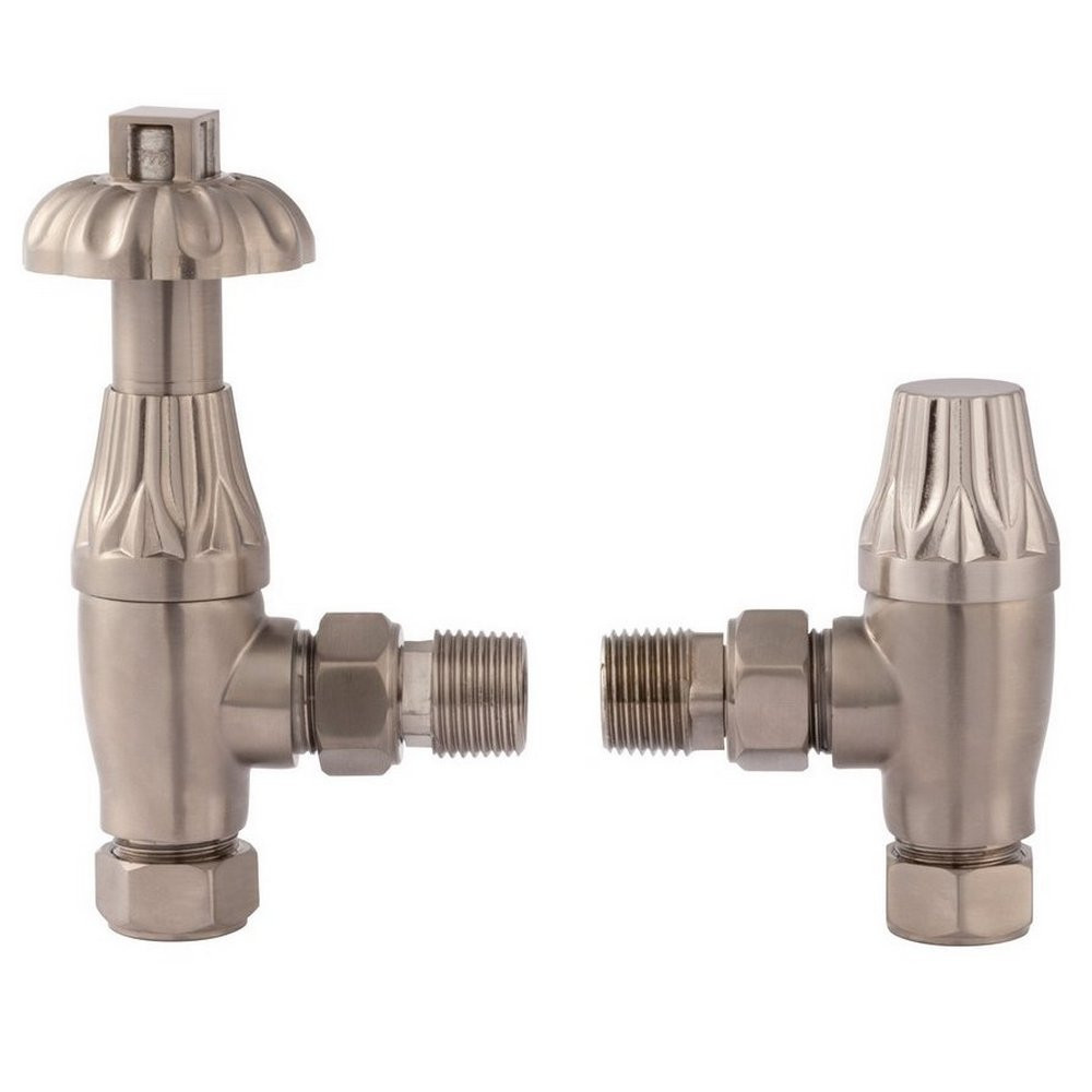 Hudson Reed Knightsbridge Thermostatic Radiator Valve Pack in Satin Nickel