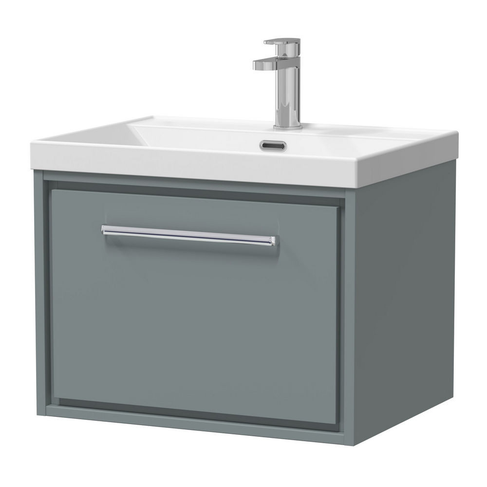 Hudson Reed Lille Coastal Grey 600mm Wall Hung Single Drawer Vanity Unit