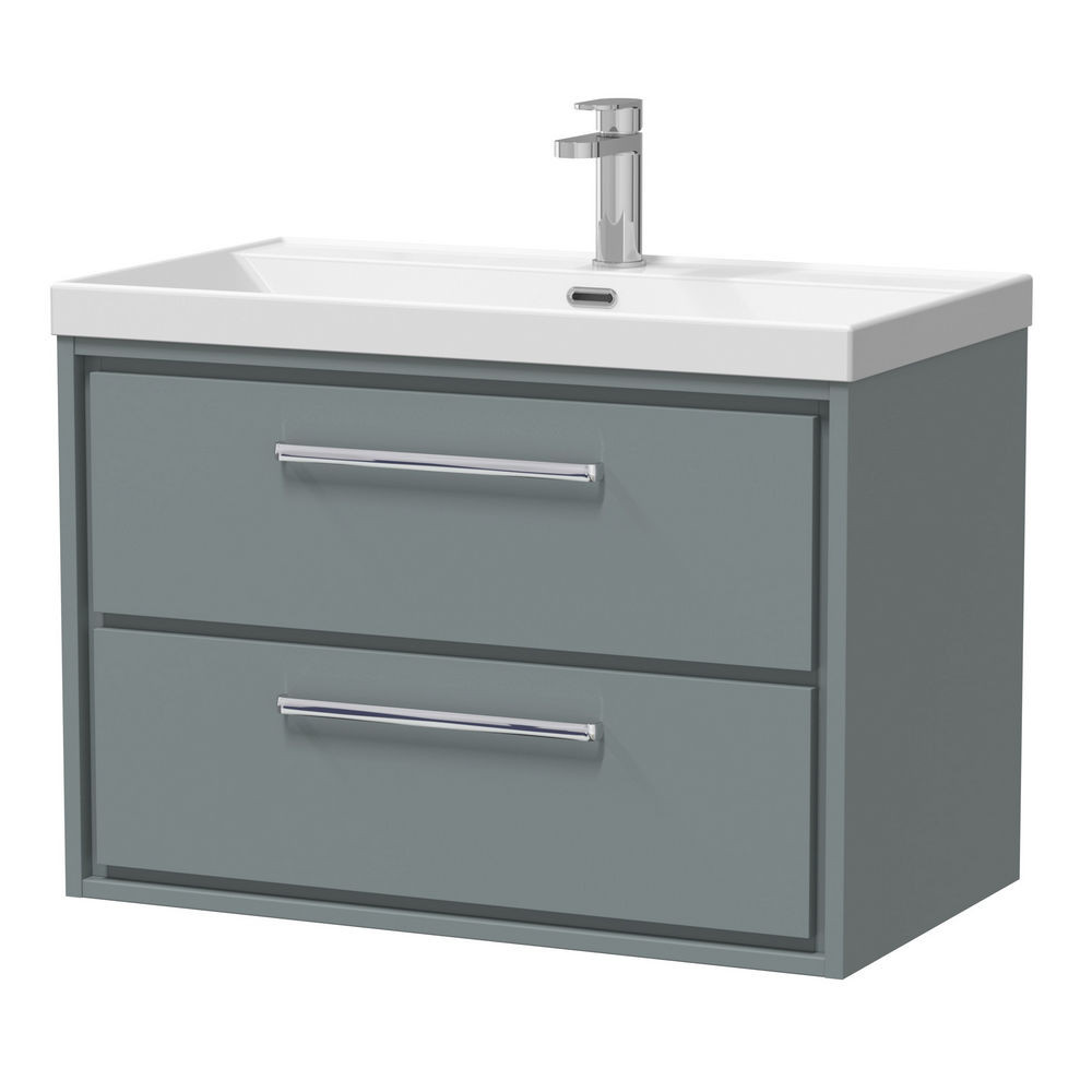 Hudson Reed Lille Coastal Grey 800mm Wall Hung Double Drawer Vanity Unit