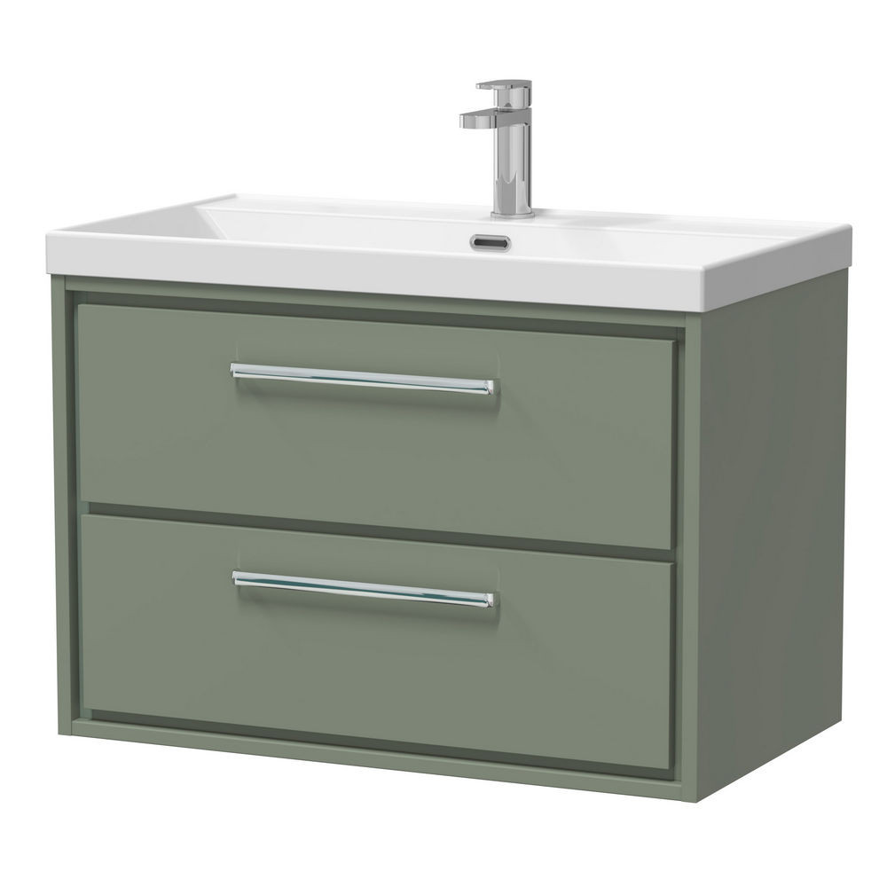 Hudson Reed Lille Fern Green 800mm Wall Hung Double Drawer Vanity Unit