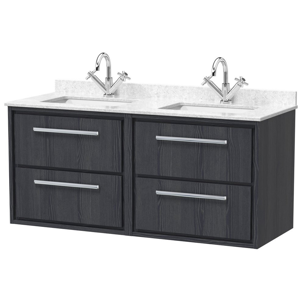 Hudson Reed Lille Graphite Grey 1200mm Wall Hung Four Drawer Vanity Unit