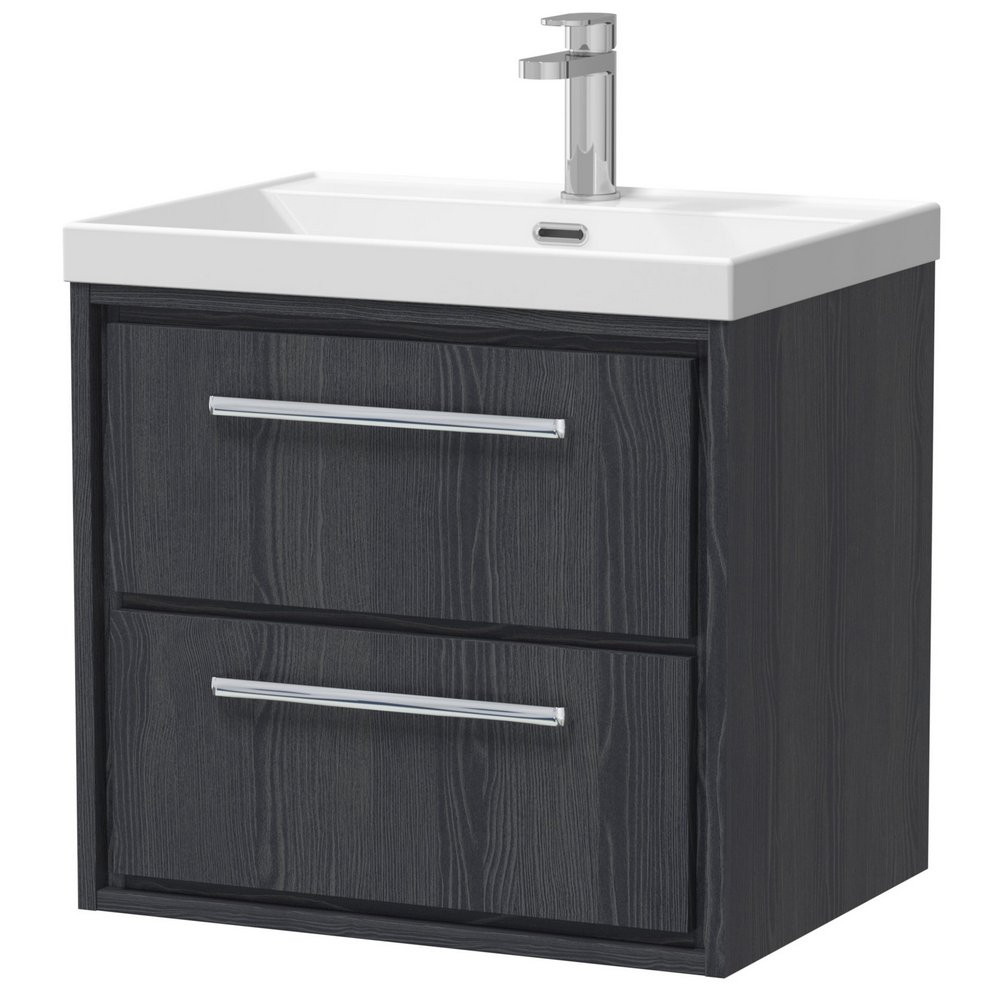Hudson Reed Lille Graphite Grey 600mm Wall Hung Double Drawer Vanity Unit (1)