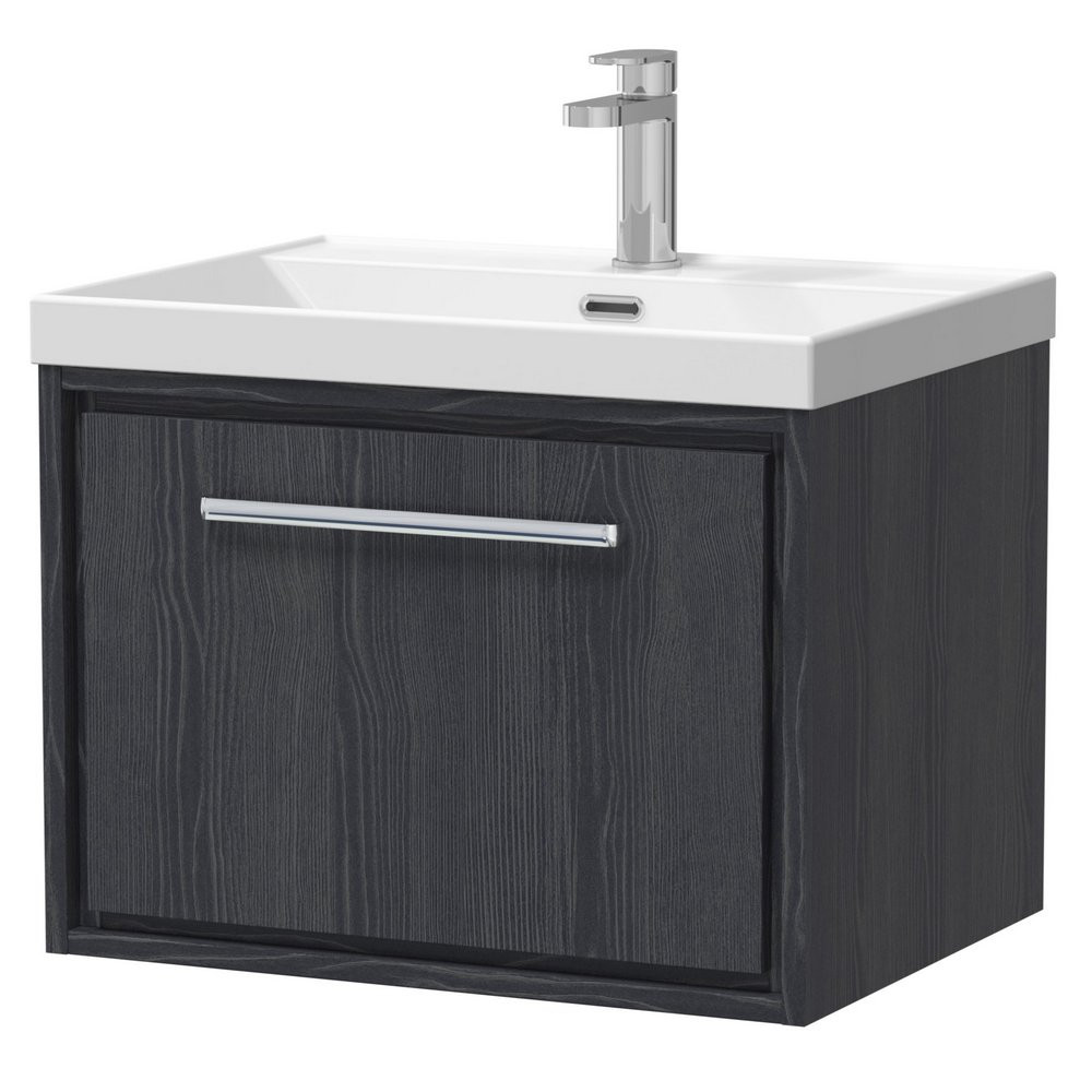 Hudson Reed Lille Graphite Grey 600mm Wall Hung Single Drawer Vanity Unit