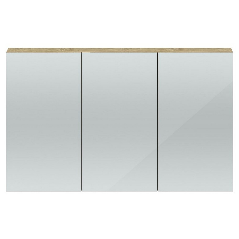 Hudson Reed Modular Quartet 1350mm Mirror Cabinet in White Gloss Natural Oak