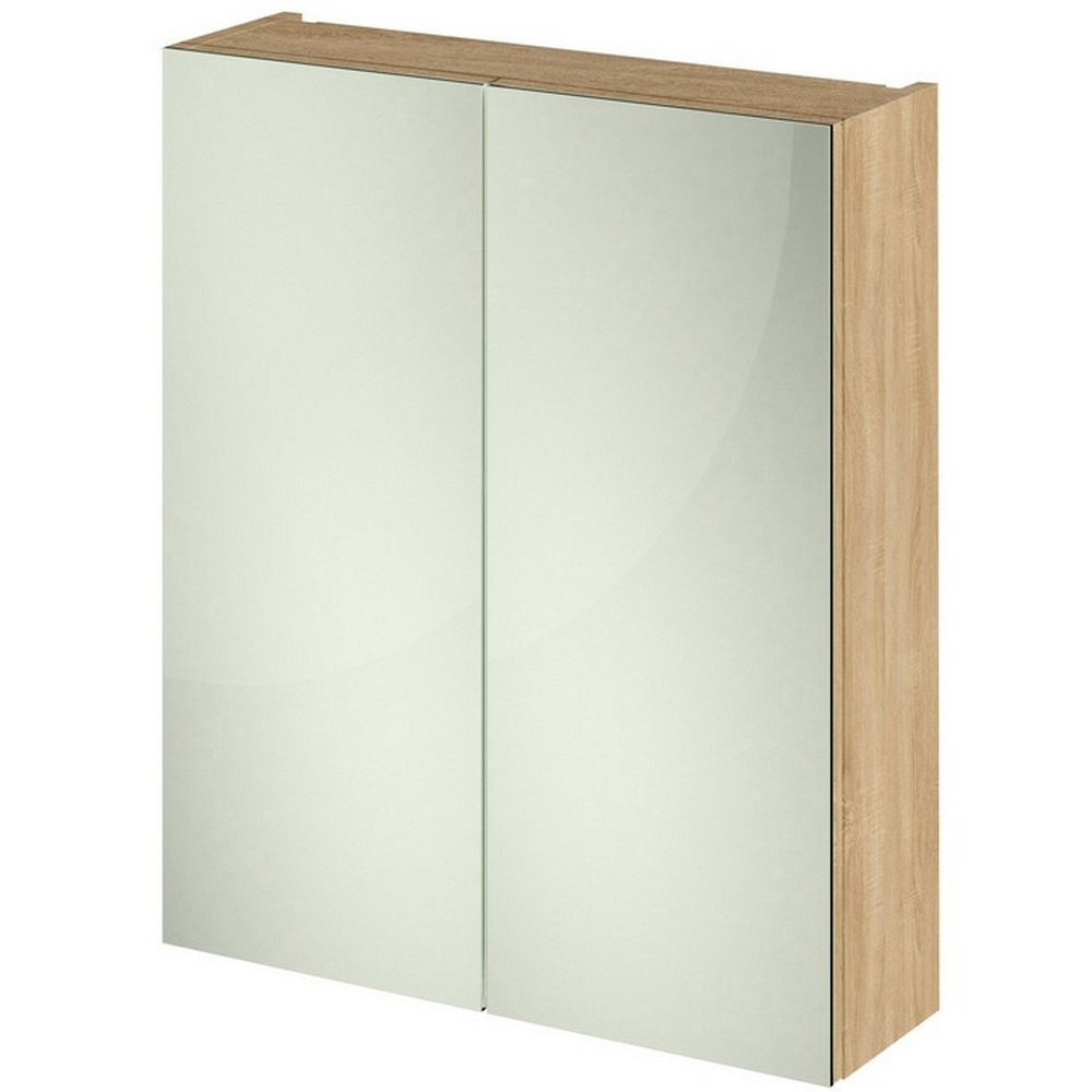 Hudson Reed Modular Quartet 600mm Mirror Cabinet in White Gloss Natural Oak