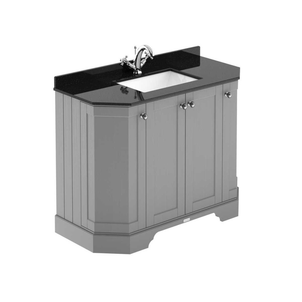 Hudson Reed Old London 1000mm Grey Angled Basin Unit with 1TH Black Marble Top