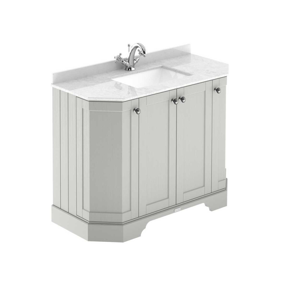 Hudson Reed Old London 1000mm Timeless Sand Angled Basin Unit with 1TH with White Marble Worktop