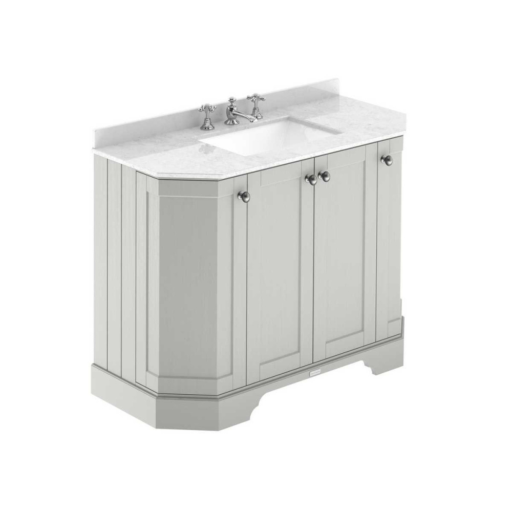 Hudson Reed Old London 1000mm Timeless Sand Angled Basin Unit with 3TH with White Marble Worktop