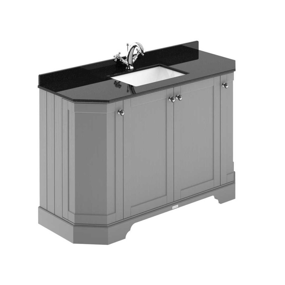Hudson Reed Old London 1200mm Grey Angled Basin Unit with 1TH Black Marble Top