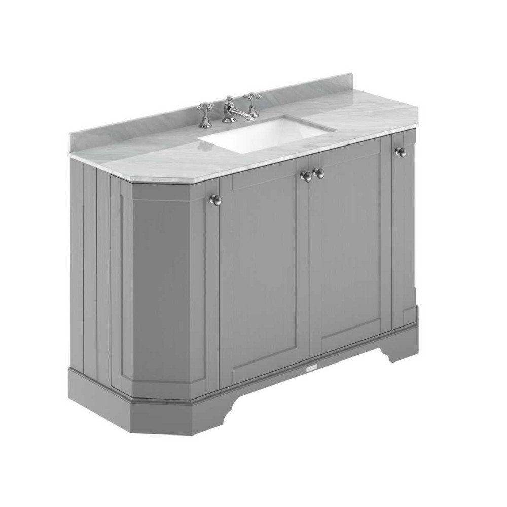 Hudson Reed Old London 1200mm Grey Angled Basin Unit with 3TH Grey Marble Top