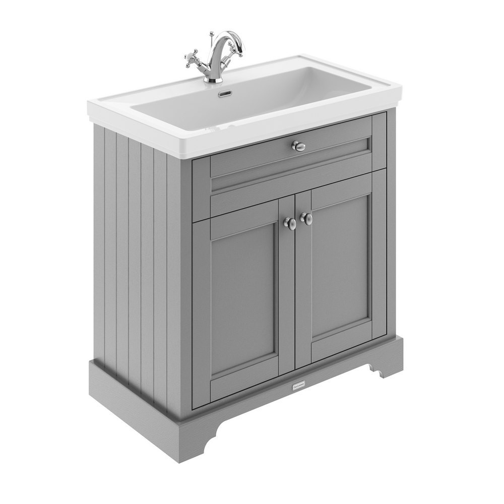 Hudson Reed Old London 1TH 800mm Storm Grey Vanity Unit and Fireclay Basin (1)