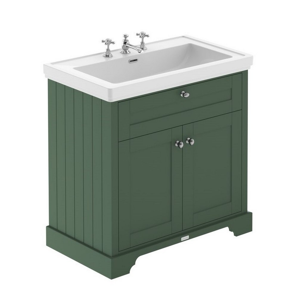 Hudson Reed Old London 3TH 800mm Hunter Green Vanity Unit and Fireclay Basin (1)
