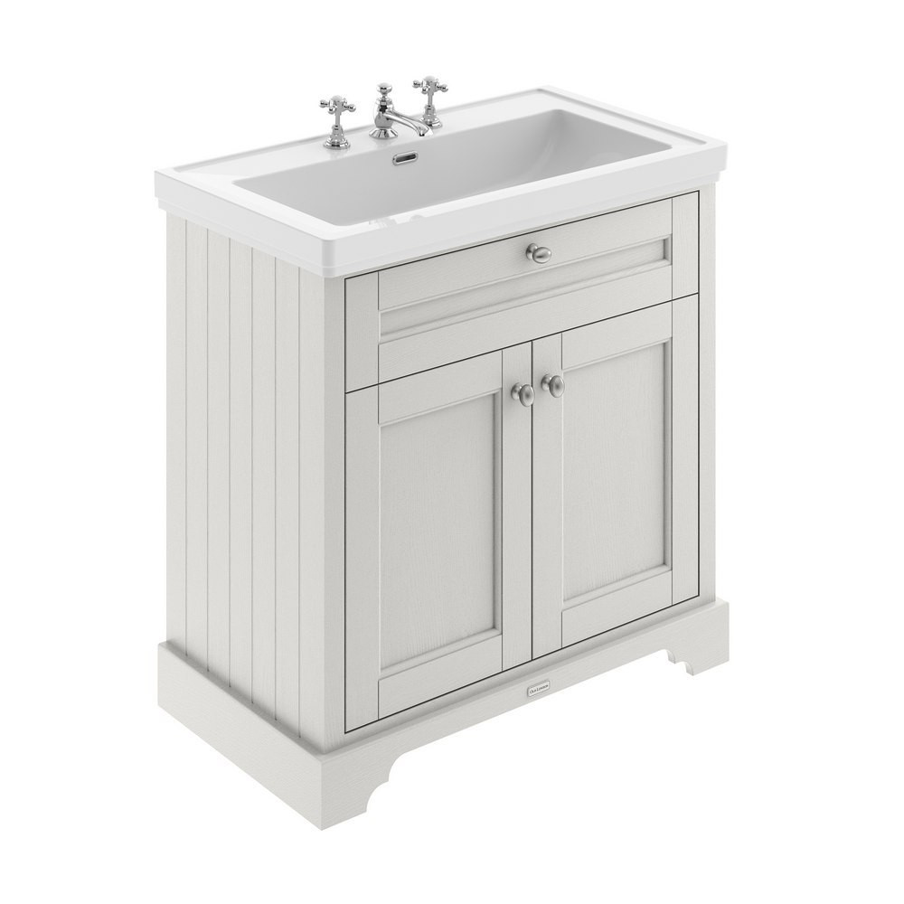 Hudson Reed Old London 3TH 800mm Timeless Sand Vanity Unit and Fireclay Basin (1)