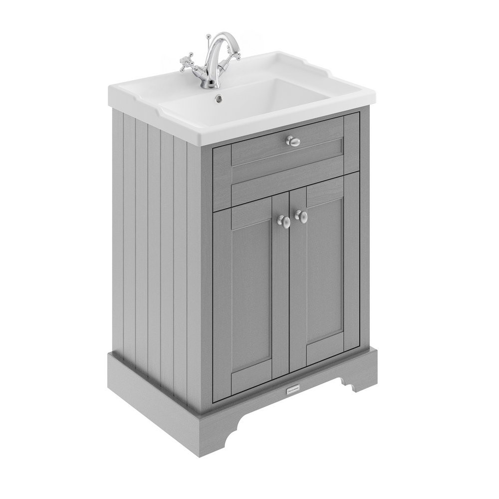 Hudson Reed Old London 600mm Cabinet and Ceramic Basin 1TH Storm Grey