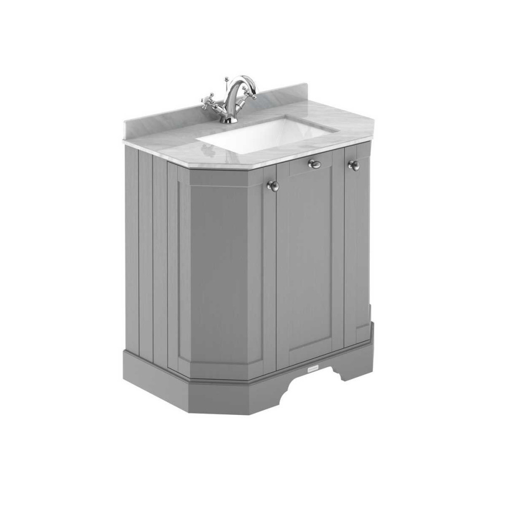 Hudson Reed Old London 750mm Grey Angled Basin Unit with 1TH Grey Marble Top