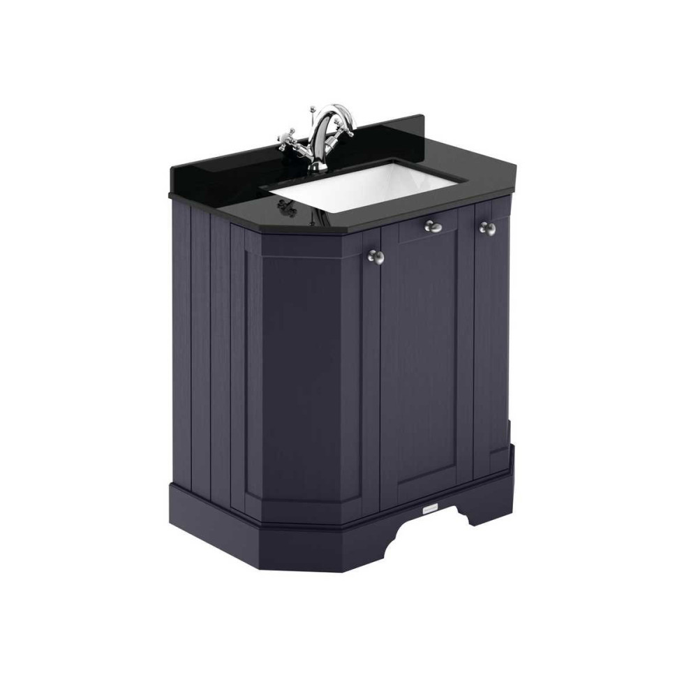 Hudson Reed Old London 750mm Twilight Blue Angled Unit with 1TH Black Marble Top