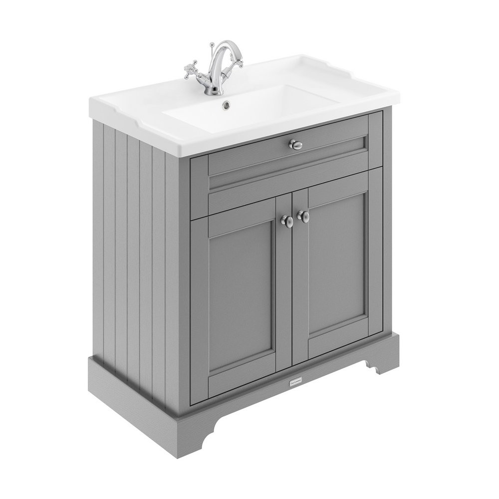 Hudson Reed Old London 800mm Cabinet and Ceramic Basin 1TH Storm Grey