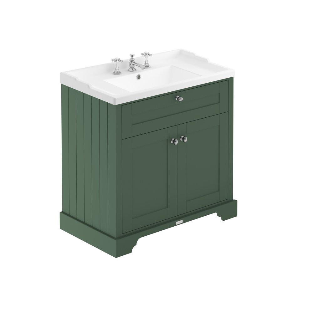 Hudson Reed Old London 800mm Cabinet and Ceramic Basin 3TH Hunter Green