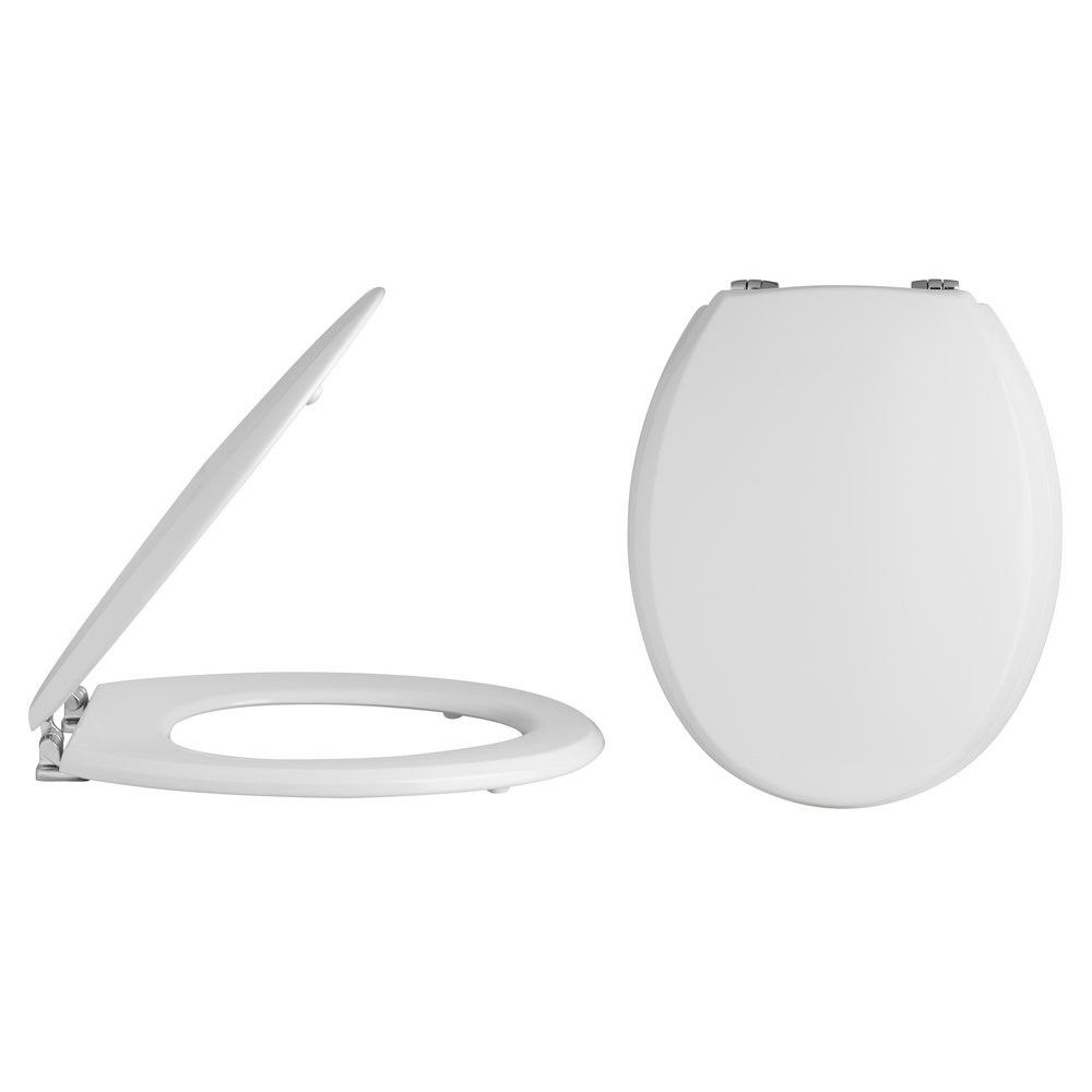 Hudson Reed Old London White Wooden Toilet Seat Chrome Hinges