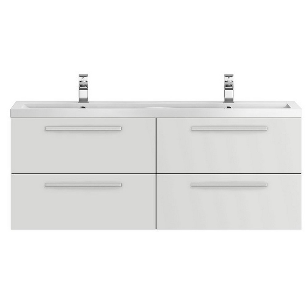 Hudson Reed Quartet Wall Hung 1440mm Double Cabinet and Basin in Grey Gloss