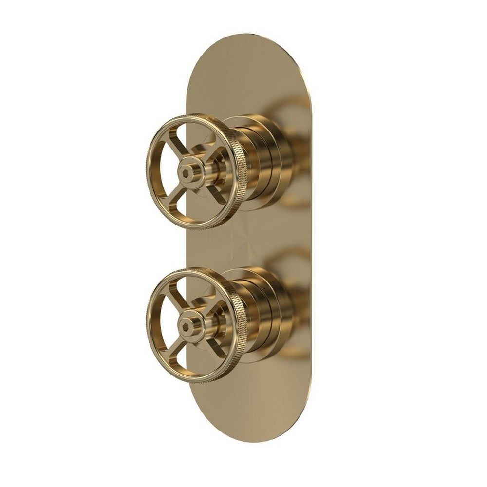 Hudson Reed Revolution Industrial Twin Thermostatic Shower Valve in Brushed Brass (1)