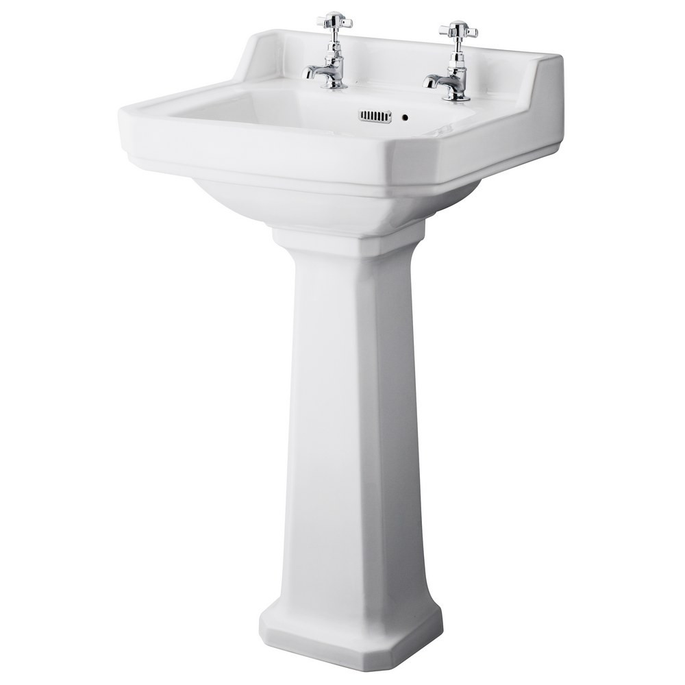Hudson Reed Richmond 500mm Standard Height 2TH Basin & Pedestal (1)