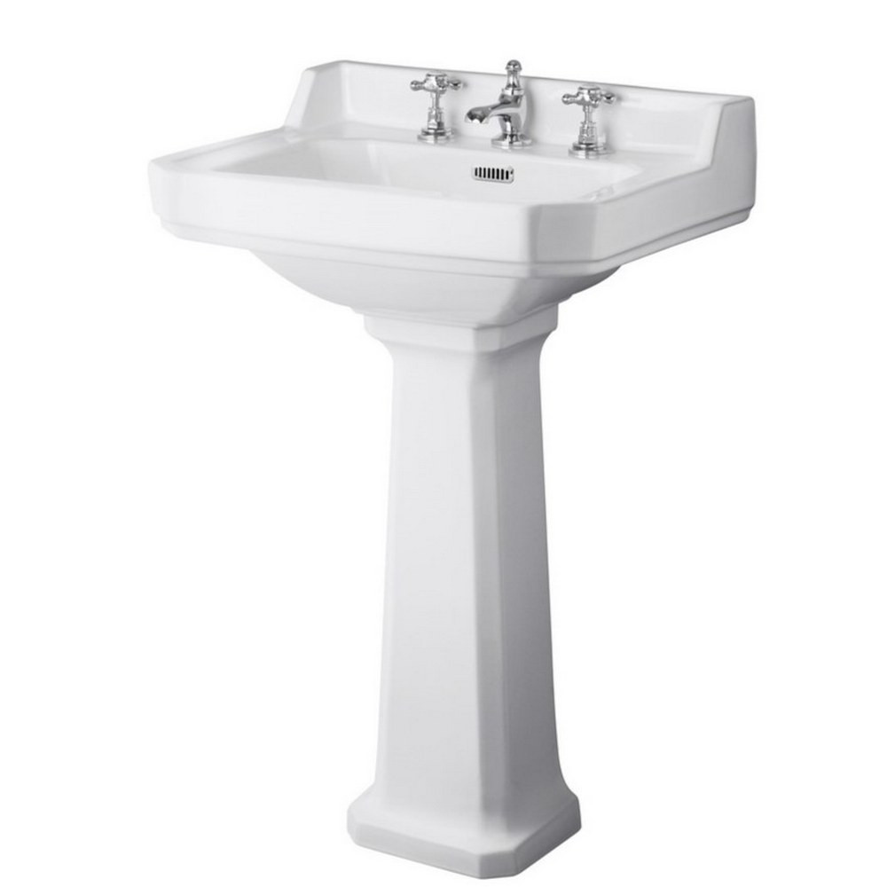 Hudson Reed Richmond 600mm Standard Height 3TH Basin & Pedestal (1)