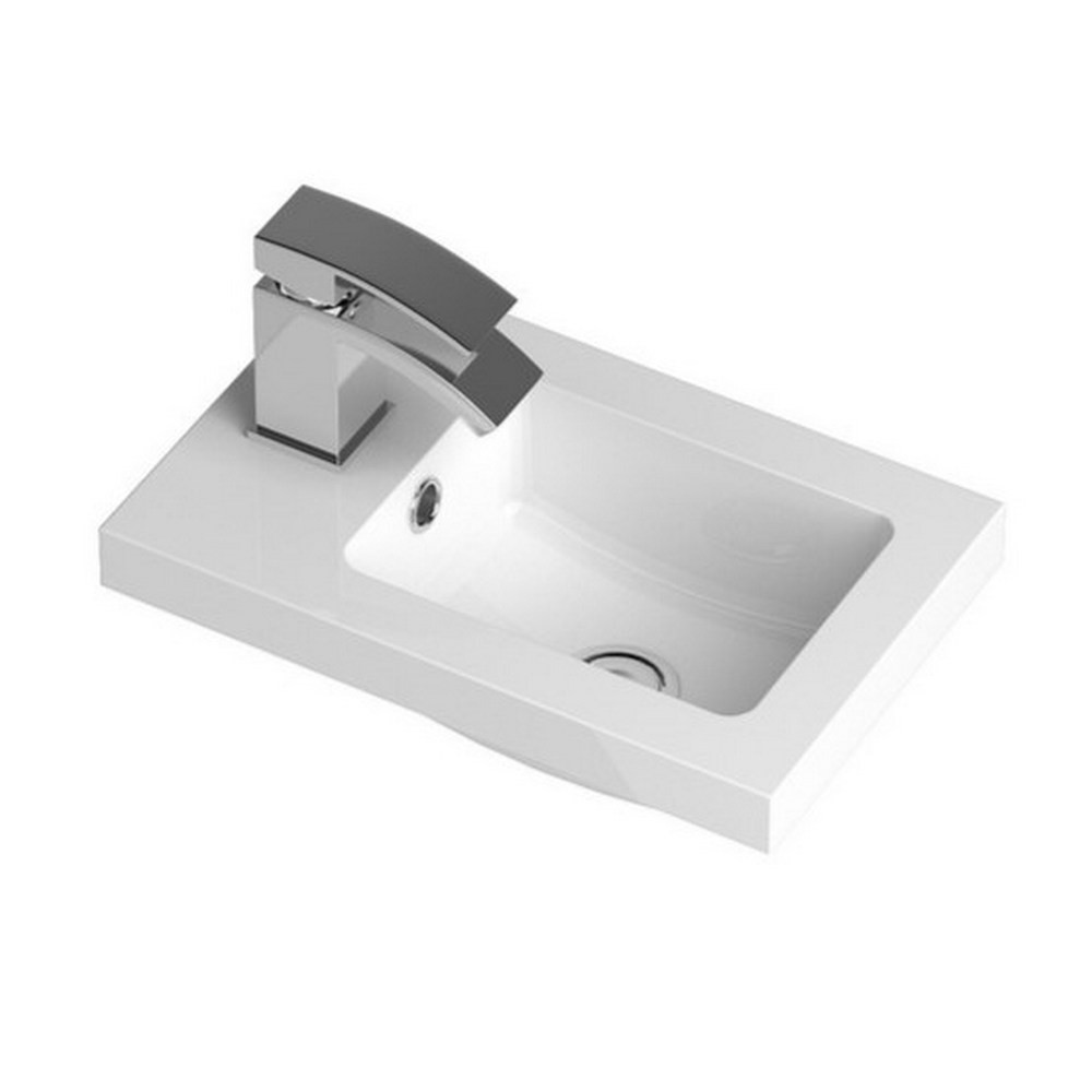 Hudson Reed Ruby 400mm Side Tap Polymarble Basin 1TH (1)