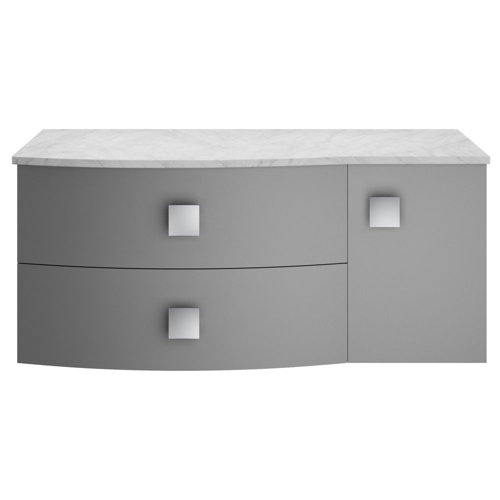 Hudson Reed Sarenna 1000mm Wall Hung LH Dove Grey Vanity Unit and Grey Marble Top