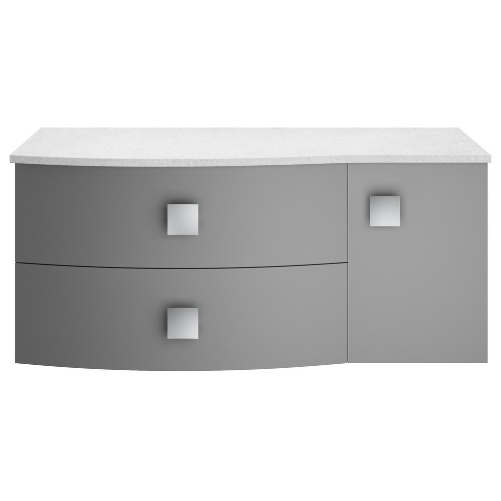 Hudson Reed Sarenna 1000mm Wall Hung LH Dove Grey Vanity Unit and White Marble Top
