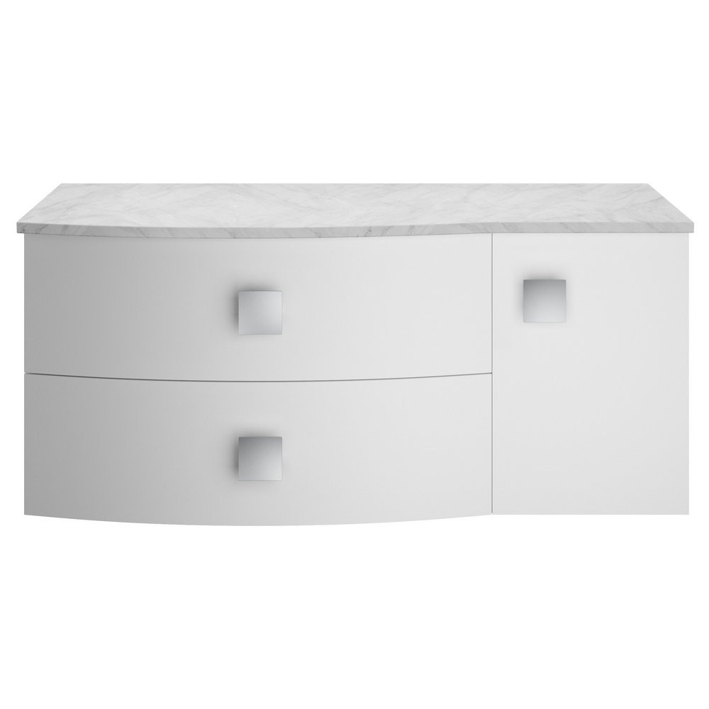 Hudson Reed Sarenna 1000mm Wall Hung LH Moon White Vanity Unit and Grey Marble Top