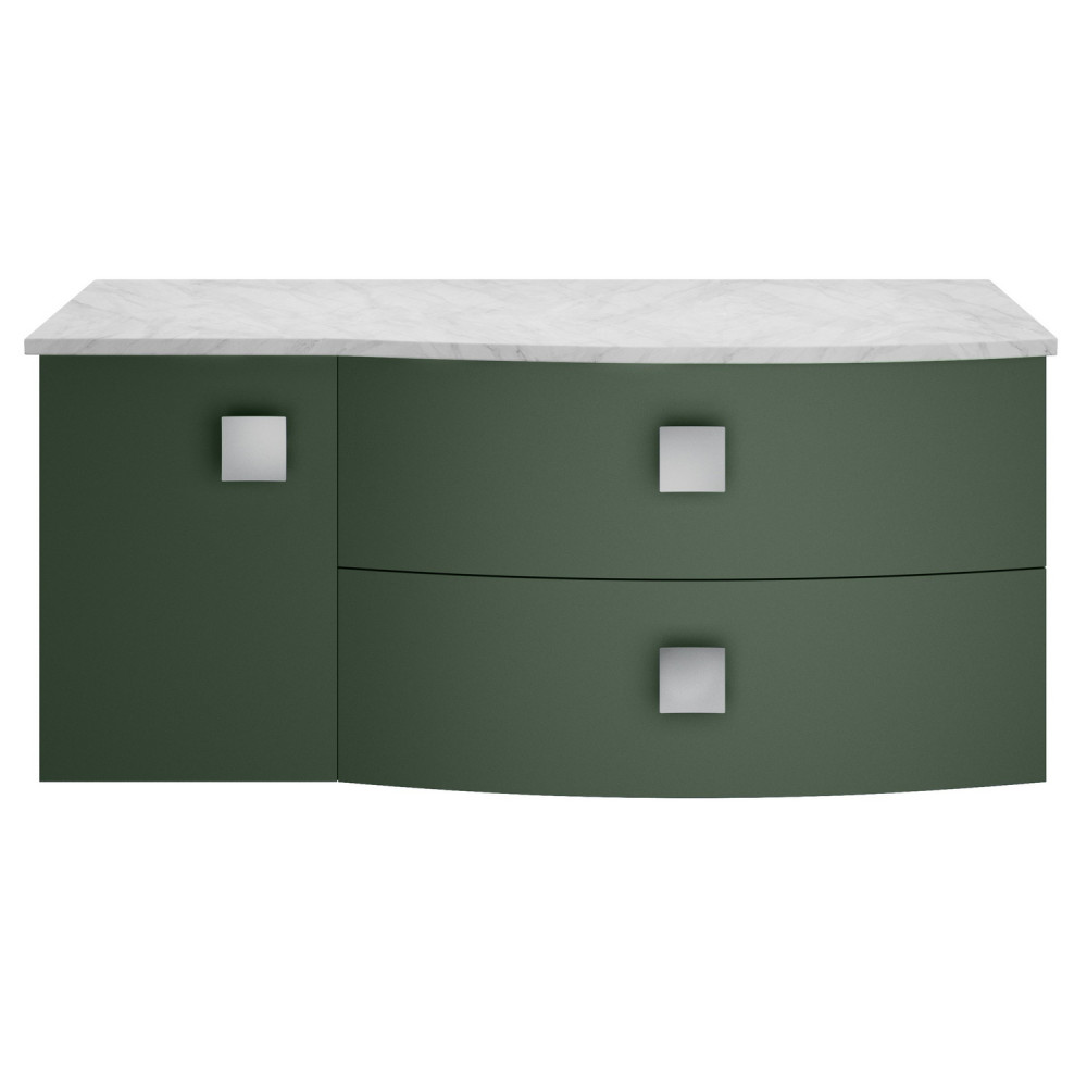 Hudson Reed Sarenna 1000mm Wall Hung RH Hunter Green Vanity Unit and Grey Marble Top