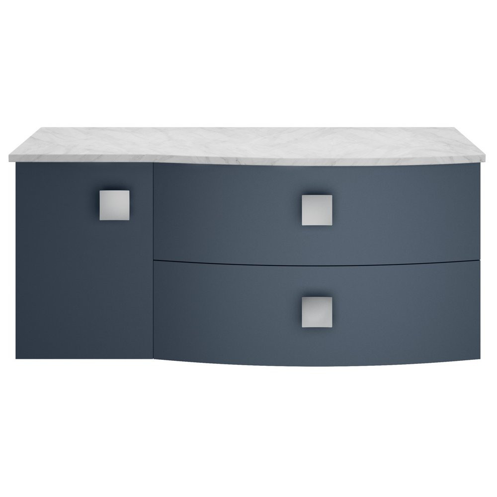Hudson Reed Sarenna 1000mm Wall Hung RH Mineral Blue Vanity Unit and Grey Marble Top