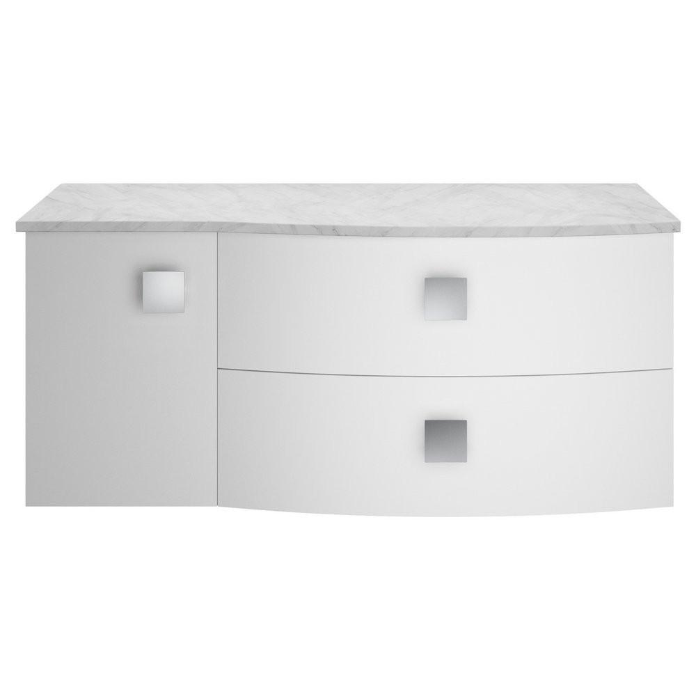 Hudson Reed Sarenna 1000mm Wall Hung RH Moon White Vanity Unit and Grey Marble Top