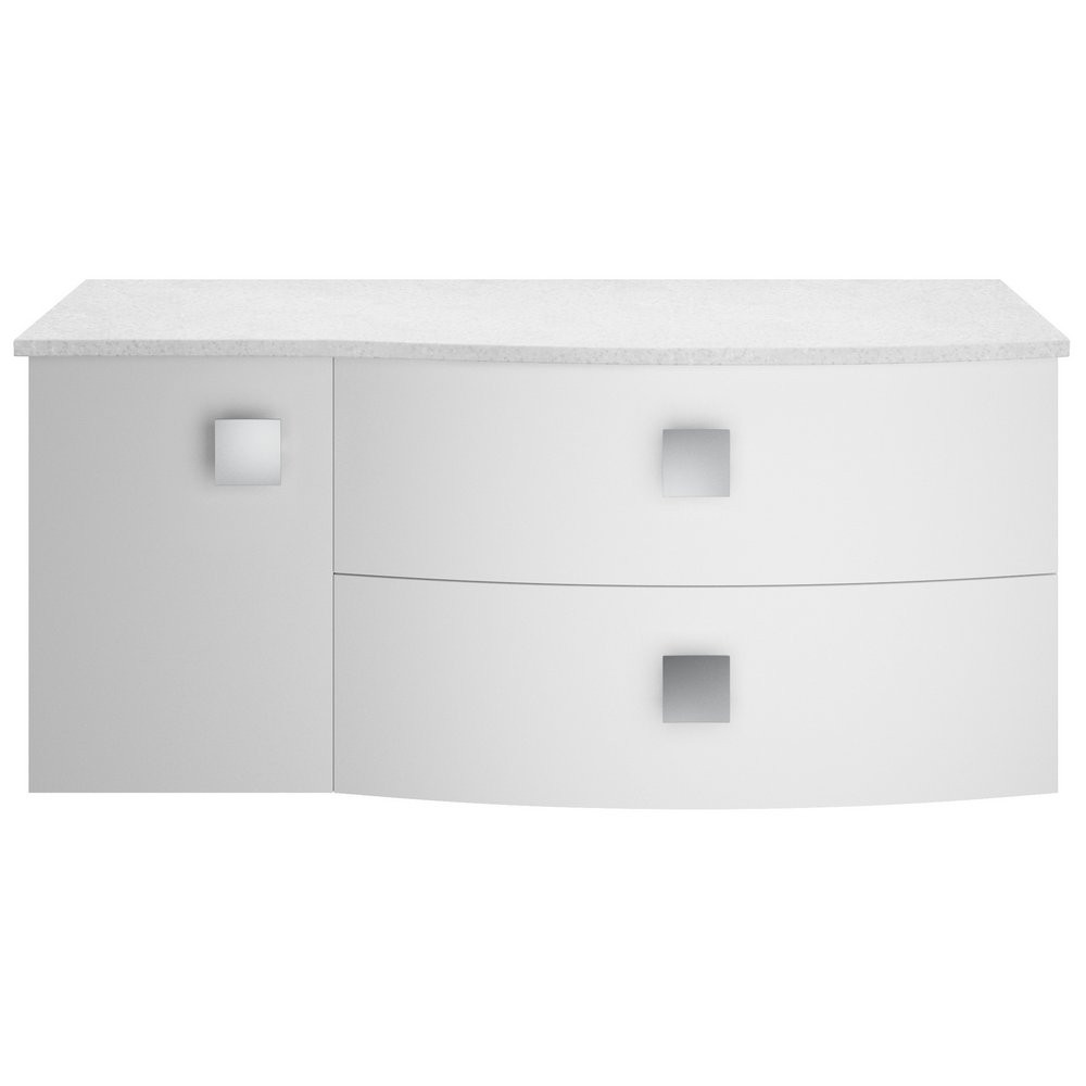 Hudson Reed Sarenna 1000mm Wall Hung RH Moon White Vanity Unit and White Marble Top