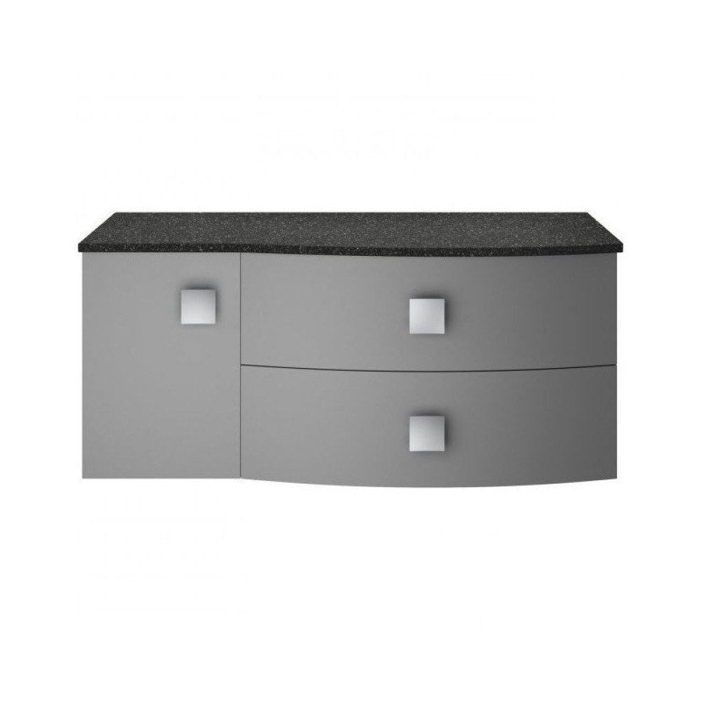 Hudson Reed Sarenna Wall Hung Countertop Vanity Unit Dove Grey - 1000mm with Black Marble Top Right Hand